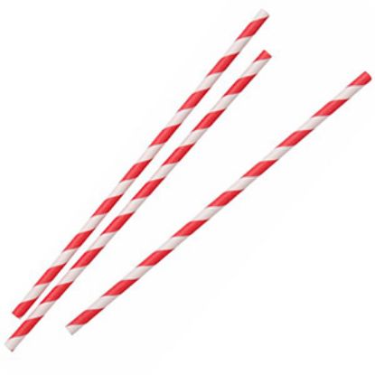 Picture of Case Straws Paper Red & White 100s x48